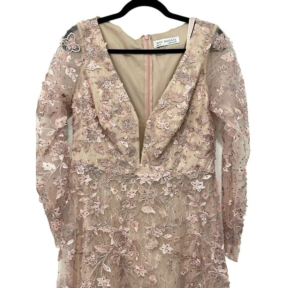 Mac Duggal Floral Applique Gown Pink Size 10 Formal Maxi Dress NWT - Picture 6 of 10
